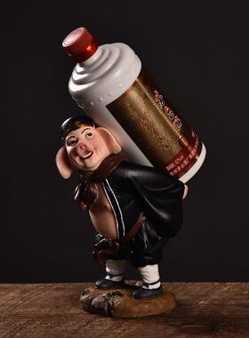 正品创红意二师兄中式约酒架简猪八记戒公仔西游人物家居酒柜摆件