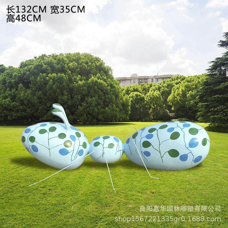 户外大型玻璃钢彩绘蚂蚁动物雕塑 花园草坪动物装饰摆件雕塑