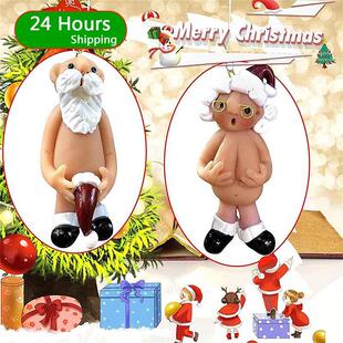 Santa Pendant Mal Naked Hanging Funny Christmas 4PCS Claus