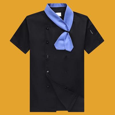 正品好先生同款厨师服袖工作服男夏季餐厨房上厅薄款高短档衣定制