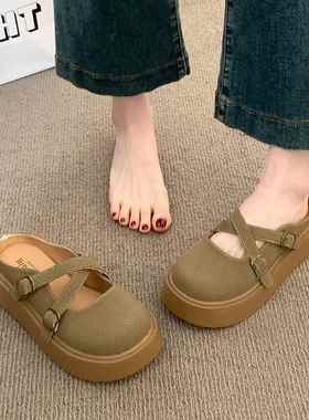 女春单勃肯鞋厚底增高秋2026新款休闲一脚蹬博肯懒人包头玛0123k