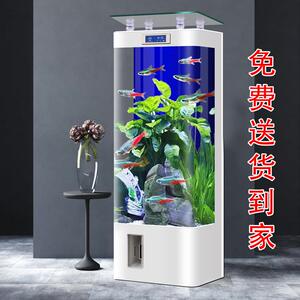 2025新款热弯玻璃金鱼缸落地创海背滤生态定制客厅家用中型水族箱