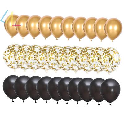 30Pcs Gold Black Balloons Birthday Party Decorations Ballons