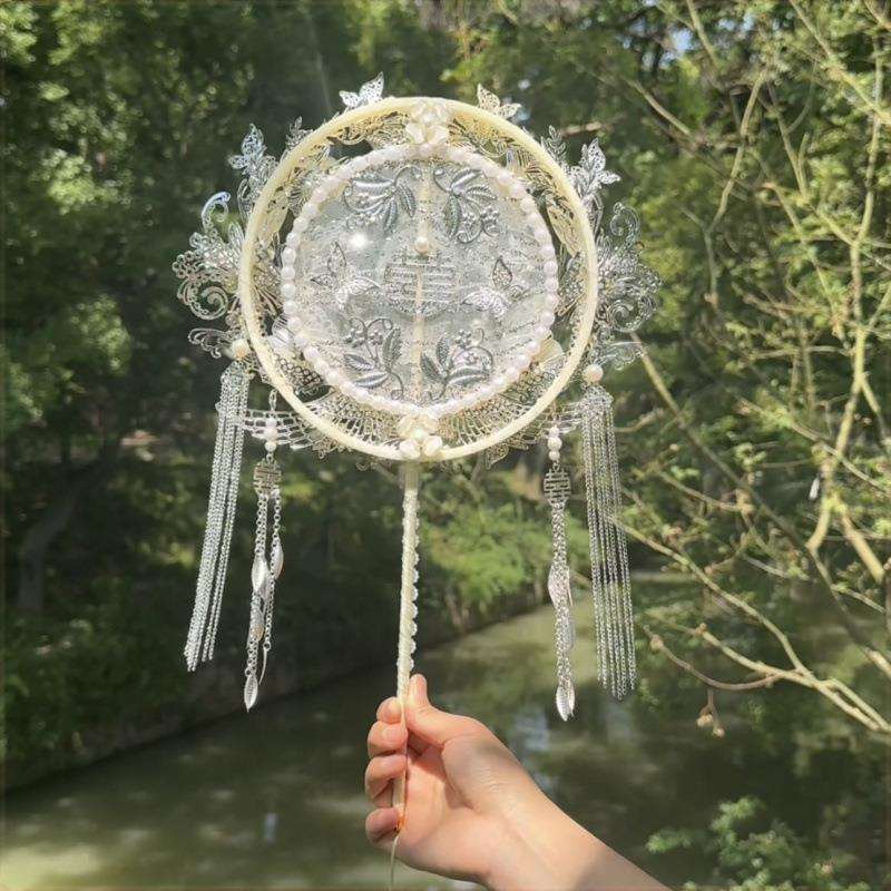 新娘中式婚礼团扇古风结婚喜扇从秀禾服扇手捧花扇白月光系列团扇