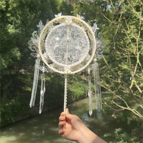 新娘中式婚礼团扇古风结婚喜扇从秀禾服扇手捧花扇白月光系列团扇