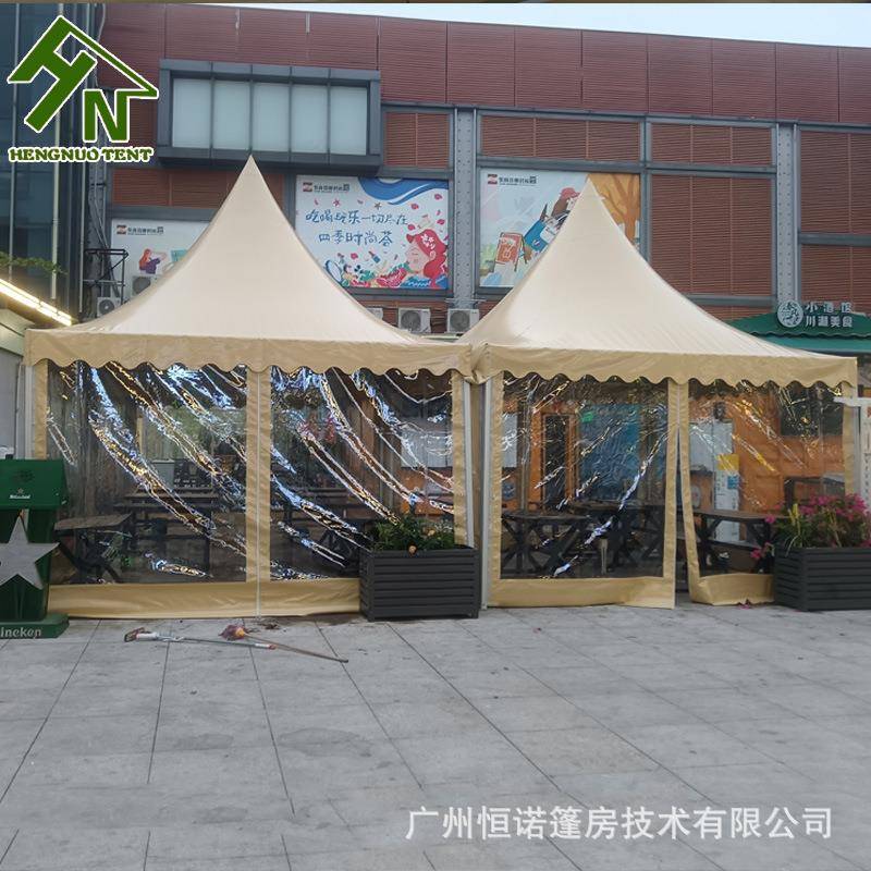 咖啡屋宝塔帐篷装配式铝合金尖顶篷房展会活动帐蓬广州实体工厂