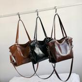 韩版 手提单肩腋下包 大容量简约休闲纯色复古秋冬潮流上新洋气时尚