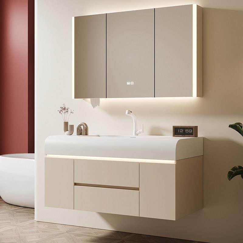 新款奶油风浴室柜组合肤感陶瓷一体盆洗手池柜洗脸洗漱台组合台面,家装主材,浴室柜组合,淘宝优惠券,粉丝福利购,淘宝优惠卷