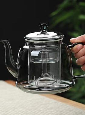 1200毫升大容量玻璃煮茶壶高硼硅玻璃煮茶壶灰色蒸煮一体四代茶壶