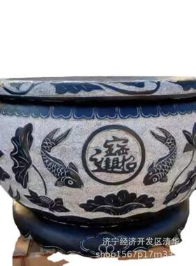 现货出售直径一米青石石缸可定各种款式青石石缸鱼缸花盆直发