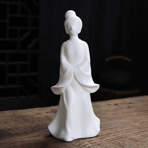 岩山 陶瓷白瓷禅意小和尚 创意羊脂玉茶宠人物摆件无相小僧工艺品