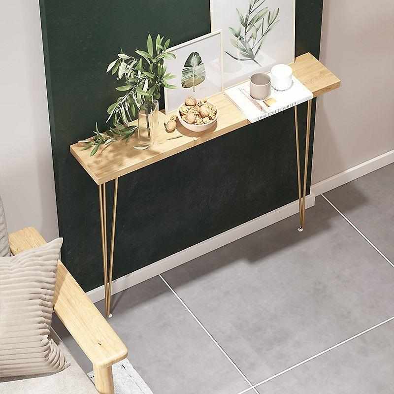 轻奢简约玄关台新中式靠墙玄关桌铁艺超窄置物架实木极简小条案