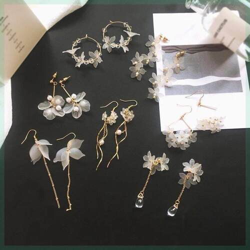 flower handmade earrings women fashion long hanging earrings