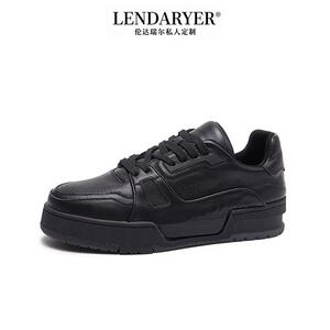 LENDARYER板鞋男2026春季高端黑色复古百搭运动休闲鞋厚底系带鞋