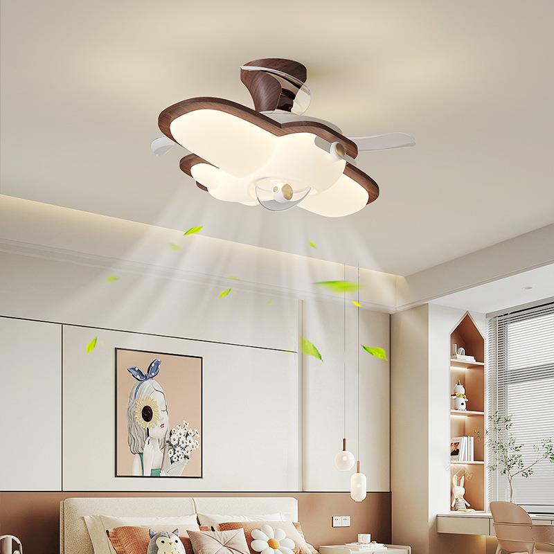 中古风隐形风扇灯卧室卡通创意个性儿童房飞机灯男孩女孩电扇吊灯