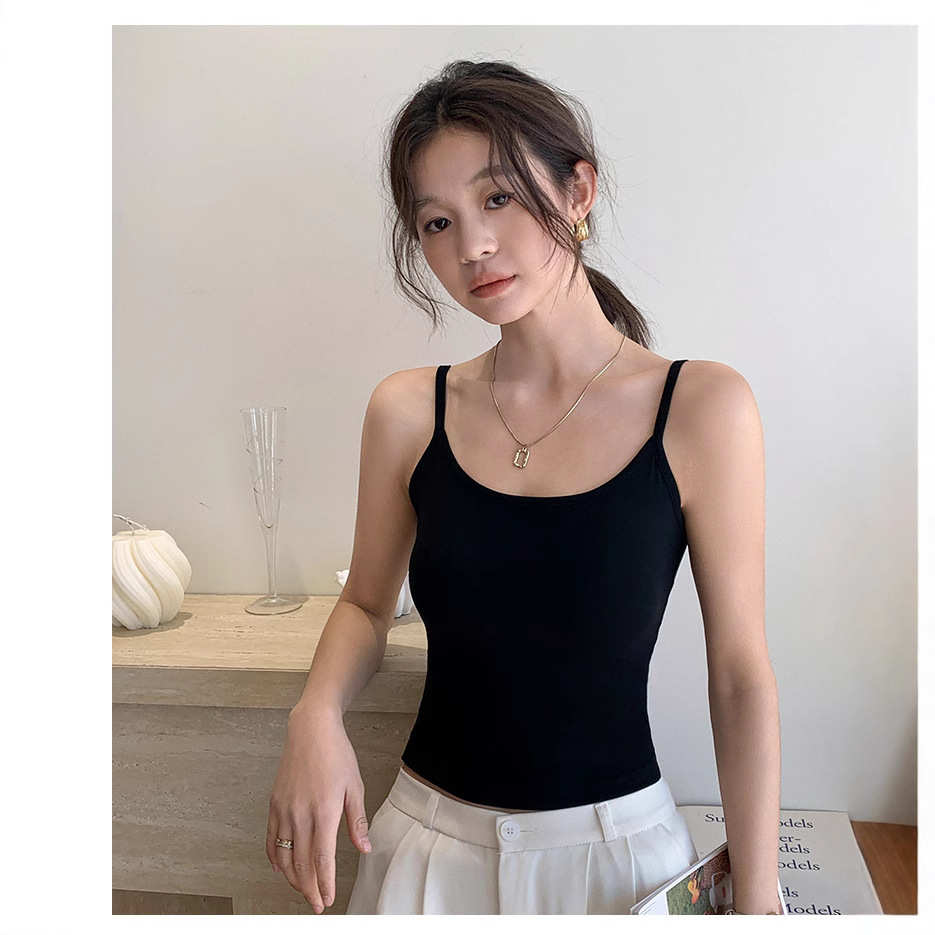 细肩带裸感吊带背心爆款女自带胸垫无钢圈设计感内搭外穿美背8858