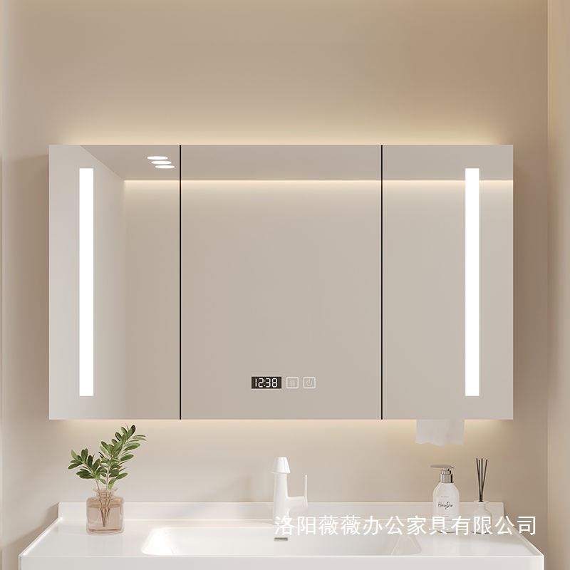生间挂墙式置物储单架浴室物柜智能独镜柜卫实木化373妆镜收纳置