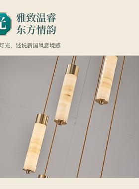 中式云石吊灯现楼梯间网新红复吊古长吊灯代简约复式楼别墅L94017