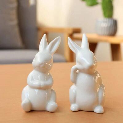 5 Designs Ceramic Bunny Figurines For Easter Home Decoration