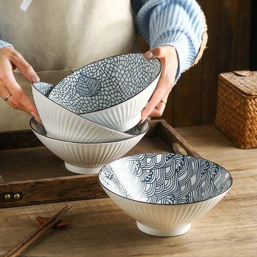 Restaurant 8-inch ceramic Japanese ramen bowl