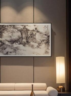 网红原创新中式高档山装景画酒店别墅客厅饰巨水幅茶挂画室书房背