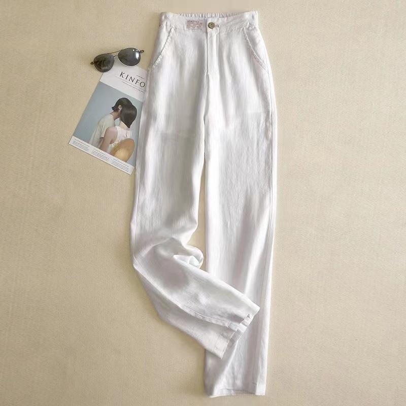 drapey linen and Wide-leg high women womens cotton waist