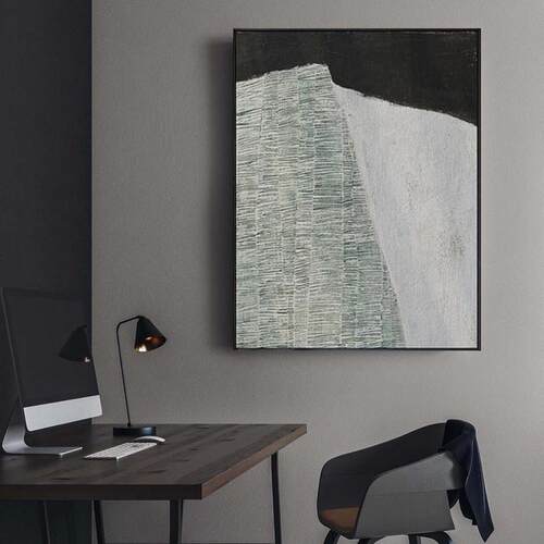 HW.paint原创手绘《遐想》现代客厅油画北欧风抽象装饰画玄关挂画
