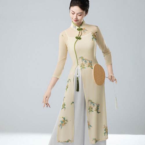 高档中国古典舞新款风旗功袍蹈服女成人练服纱衣大码舞演出上衣套