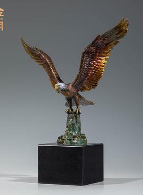 铜金岁月大鹏展翅老鹰黄铜摆件客厅办公室书房电视柜金属铜工艺品