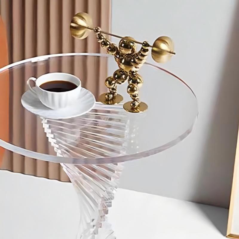 亚克力边几沙发茶几简约现代风小圆桌北欧轻奢透明角几小户型边桌
