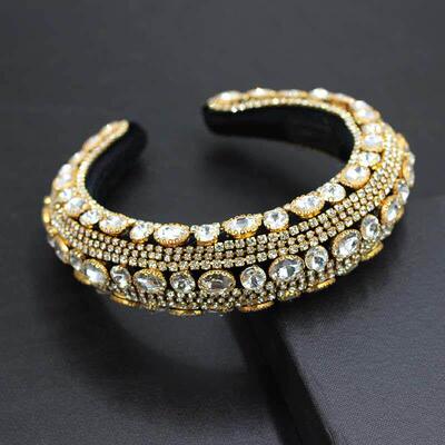Boho Gorgeous Padded Baroque Headbands Luxury Crystal Hairb