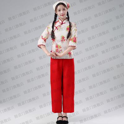 正品阿庆嫂碎花采茶女村姑服 族舞选蹈服装 多色可民 18-25周岁衣
