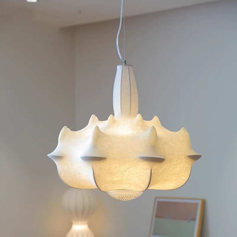 北欧设计师日式吊灯侘寂风客餐厅卧室灯民宿茶室禅意蚕丝吊灯
