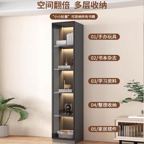 实木书柜一体门整墙到柜顶新中柜式酒带玻璃展示可定F5M8HSMJ尺寸