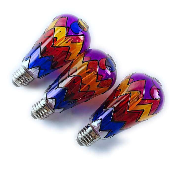 FNN1手绘DIY彩色装饰A60 ST64家居装饰彩色彩色LED灯丝灯泡灯氛围