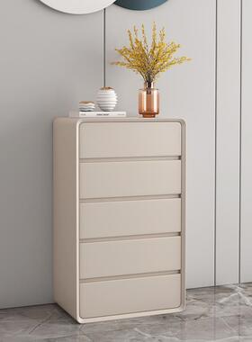 意式白色奶油风全实木五斗柜卧室现代简约收纳柜三斗柜客厅抽屉柜