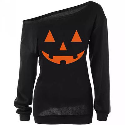 Women's pumpkin print long sleeved sweatshirt T-shirt