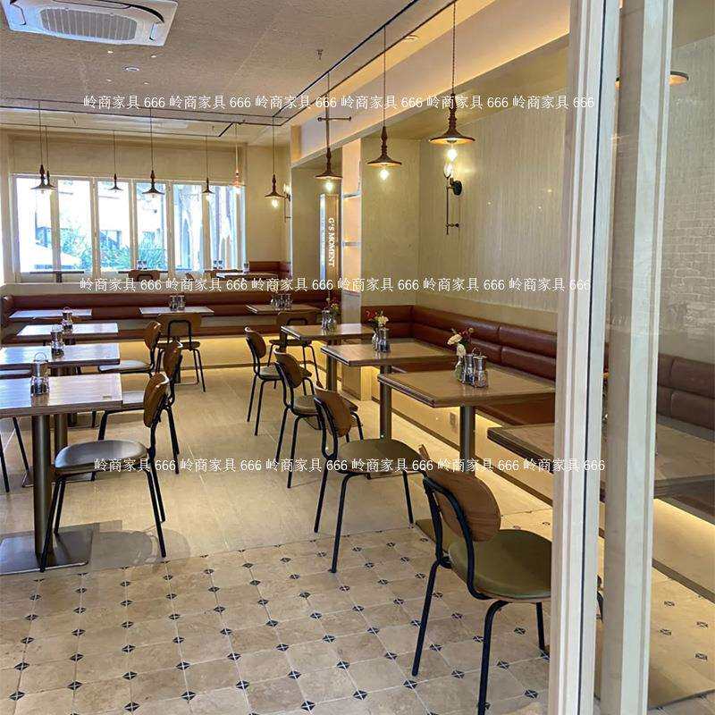 工业风餐厅小吃店实木桌椅组合甜品烘焙店美式餐桌网红小酒馆桌椅