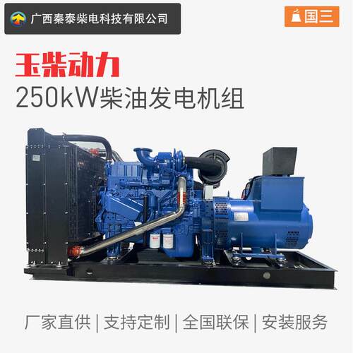 玉柴国三250千瓦发电机组YC6MK420养鱼虾养鸡工地用250kw柴油发电
