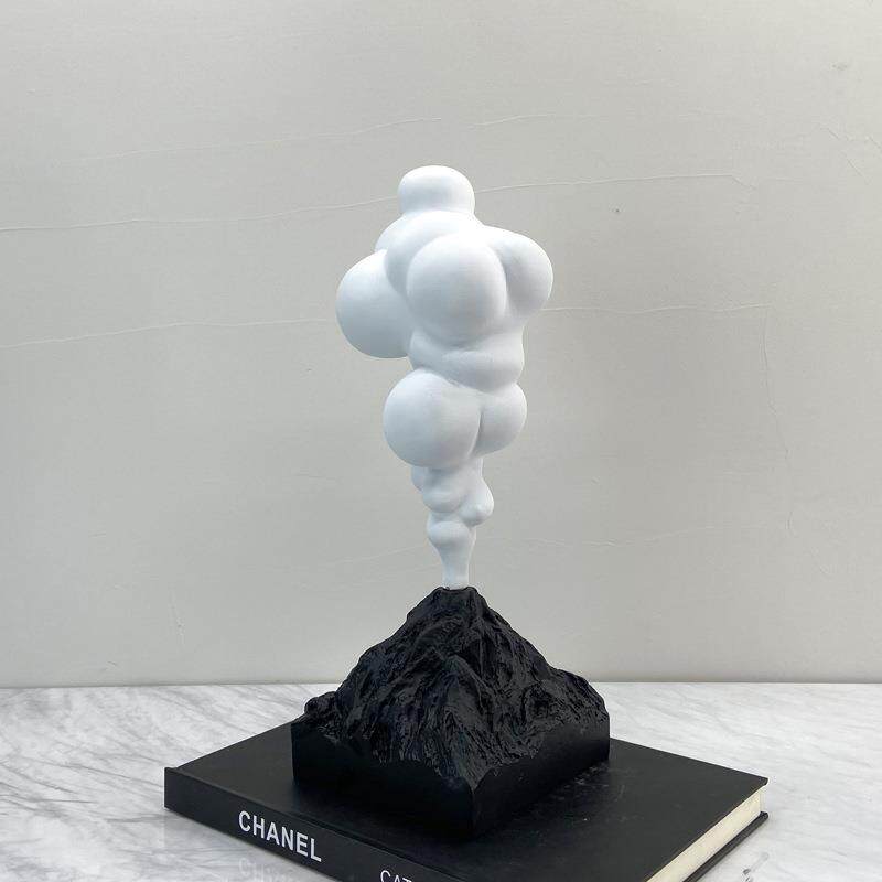 现代简约黑白创意趣味火山喷发摆件 客厅电视柜样板房装饰品