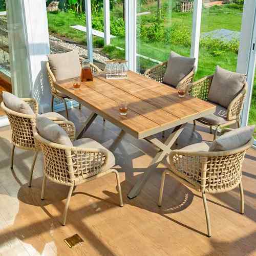 户外庭院桌椅塑木北欧别墅院子室外露天花园阳台外摆休闲露台组合