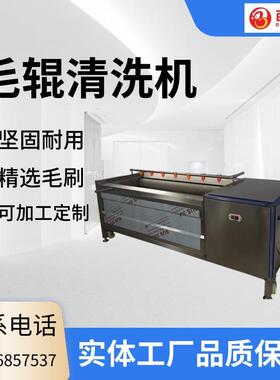 喷淋式毛辊清洗机贝壳类毛刷清洗除杂桔梗天花粉毛刷清洗去皮机