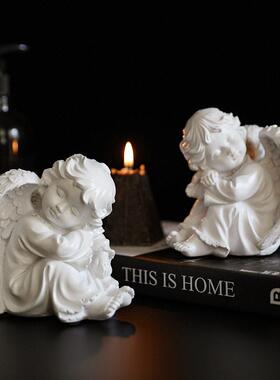 欧式复古做旧小天使北欧树脂丘比特雕塑客厅装饰摆件拍摄道具礼物