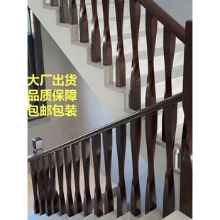 实木楼梯扶手栏杆自装新中式室内小蛮腰立柱护栏农村别墅上门安装