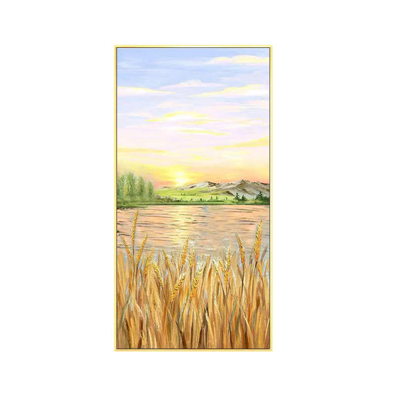 油画门墙风景挂画轻玄关现代走廊简约装饰画过道奢画入户手绘