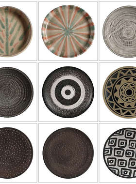 北欧简约现代创意几何壁挂陶瓷盘摆件样板间酒店民宿客厅装饰摆设