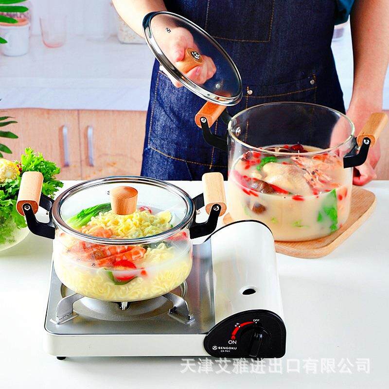 高硼硅玻璃炖锅煮锅锅汤汤煲炖盅家用耐高可明奶火温2.5L3L直烧电