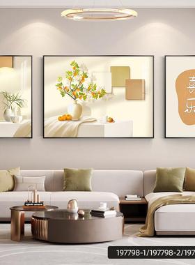 暖居客厅装饰画景代简约沙发01099-1背墙挂现画原木风三联画壁轻