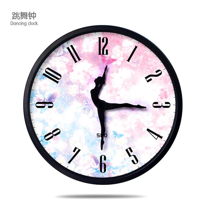 客厅个性时钟创意潮流艺术挂钟卧室装饰钟表静音壁钟跳舞石英钟