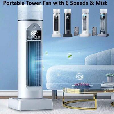 Portable Tower Fan with 6 Wind Speed&Mist Bladeless Air